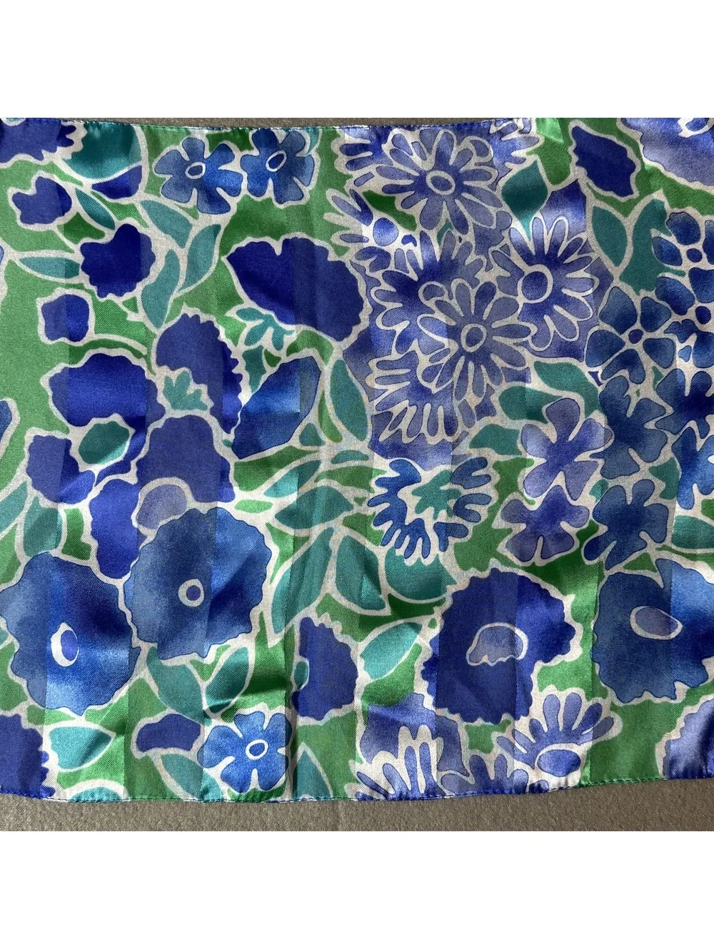 Vintage Blue and Green Floral Pattern Scarf